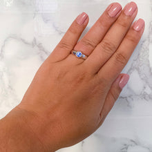 Load image into Gallery viewer, 0.74ct Round Blue Sapphire Ring in 14K White Gold