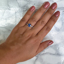 Load image into Gallery viewer, 1.43ct Cushion Unheated Blue Sapphire Ring with Diamond Accents in 18K White Gold