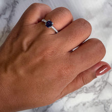 Load image into Gallery viewer, 1.12ct Cushion Purple Sapphire Ring with Diamonds in 18K White Gold