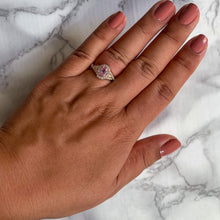 Load image into Gallery viewer, 1.03ct Oval Padparadscha Ring with Diamond Halo in 18K Rose Gold