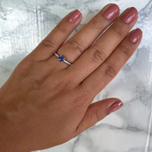 Load image into Gallery viewer, 0.54ct Round Purple Sapphire Ring with Diamonds in 18K White Gold