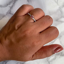 Load image into Gallery viewer, 0.55ct Cushion Unheated EGL Certified Padparadscha Ring with Diamond Accents in 18K White Gold