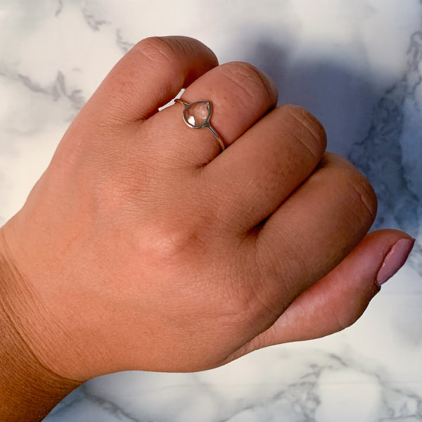 0.84ct. Pear Shape White Sapphire Ring in 14K White Gold