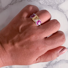 Load image into Gallery viewer, Multicolor Sapphire Ring with Diamond Accents in 18K White Gold