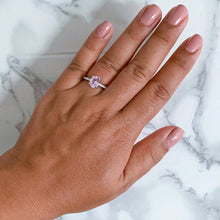 Load image into Gallery viewer, 2.08ct Oval EGL Certified Peach Sapphire with Diamond Halo in 18K White Gold