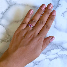 Load image into Gallery viewer, 1.80ct Radiant Pink Sapphire Ring with Diamond Accents in 18K White Gold