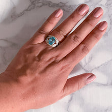 Load image into Gallery viewer, 5.29ct Oval Blue Zircon Ring with Diamond Accents in 18K Yellow Gold