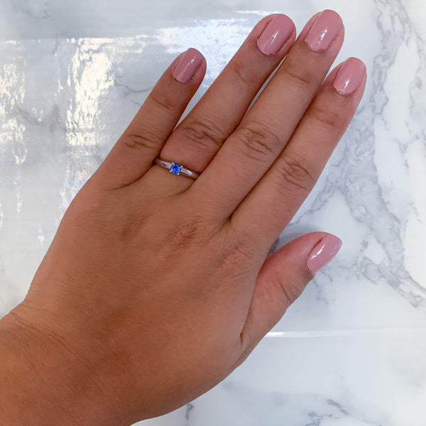 0.28ct Round Blue Sapphire Ring in 14K White Gold