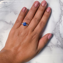 Load image into Gallery viewer, 2.88ct Oval Blue Sapphire Ring with Diamond Accents in 18K White Gold