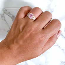 Load image into Gallery viewer, 2.08ct Square Cushion Padparadscha Ring with Diamond Halo in 18K Rose Gold
