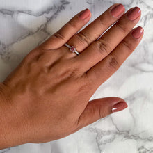 Load image into Gallery viewer, 0.55ct Cushion Unheated EGL Certified Padparadscha Ring with Diamond Accents in 18K White Gold