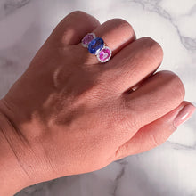 Load image into Gallery viewer, Multicolor Sapphire Ring with Diamond Halo in 18K White Gold