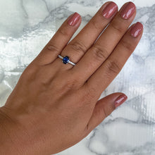 Load image into Gallery viewer, 1.06ct Oval Unheated Blue Sapphire Ring with Diamonds in 18K White Gold