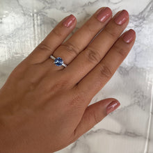 Load image into Gallery viewer, 1.75ct. EGL Certified Round Blue Sapphire Ring with Hidden Diamond Halo in 18K White Gold