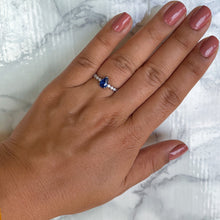 Load image into Gallery viewer, 1.22ct. Pear Blue Sapphire Ring with Diamond Accents in 18K White Gold