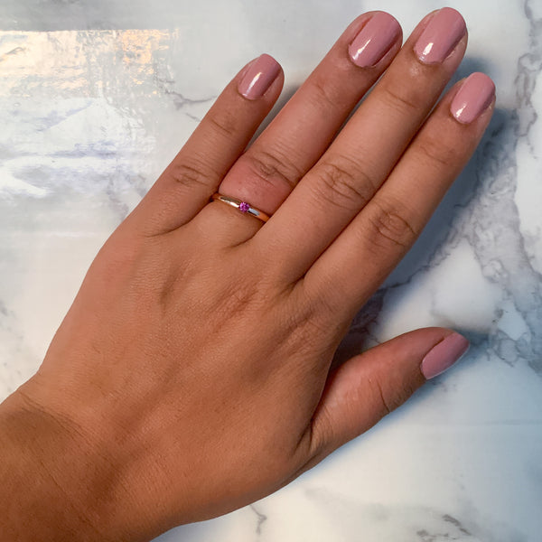 0.10ct Round Pink Sapphire Ring in 14K Rose Gold