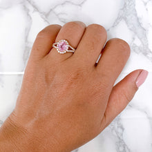 Load image into Gallery viewer, 1.91ct Oval Pink Sapphire Ring with Diamond Halo in 18K Rose Gold