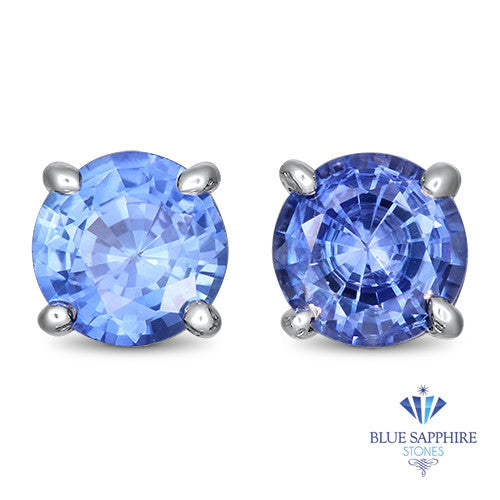 1.10ctw Round Blue Sapphire Earrings in 14K White Gold