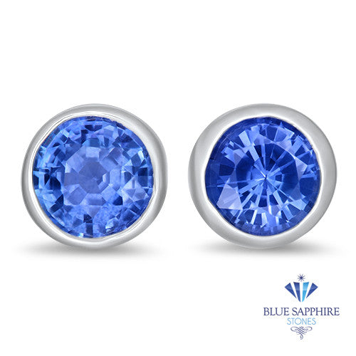 1.17ctw Round Blue Sapphire Earrings in 14K White Gold