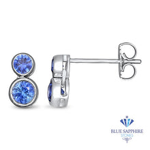Load image into Gallery viewer, 1.42ctw Round Blue Sapphire Earrings in 14K White Gold
