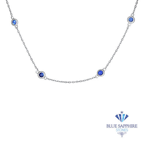 1.01ctw Round Blue Sapphire Necklace in 14K White Gold