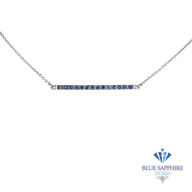 0.18ctw Round Blue Sapphire Bar Necklace in 14K White Gold