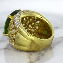 Load image into Gallery viewer, 10.07ct Cushion Tourmaline Ring with Diamond Accents in 18K Yellow Gold
