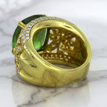 Load image into Gallery viewer, 10.07ct Cushion Tourmaline Ring with Diamond Accents in 18K Yellow Gold
