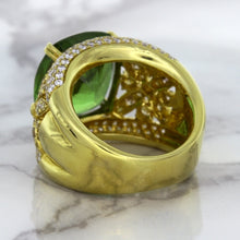 Load image into Gallery viewer, 10.07ct Cushion Tourmaline Ring with Diamond Accents in 18K Yellow Gold
