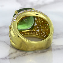 Load image into Gallery viewer, 10.07ct Cushion Tourmaline Ring with Diamond Accents in 18K Yellow Gold
