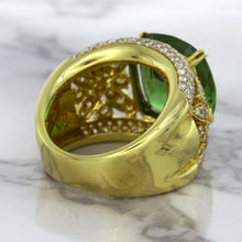 Load image into Gallery viewer, 10.07ct Cushion Tourmaline Ring with Diamond Accents in 18K Yellow Gold
