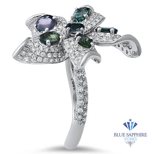 2.01ctw Oval Alexandrite Ring with Diamond Accents in 18K White Gold