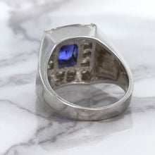 Load image into Gallery viewer, 2.82ct Cushion Blue Sapphire Ring with Diamond Halo in 14K White Gold
