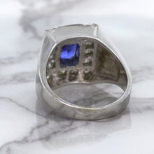 Load image into Gallery viewer, 2.82ct Cushion Blue Sapphire Ring with Diamond Halo in 14K White Gold
