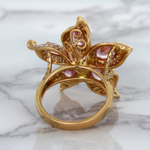Load image into Gallery viewer, 1.76ct GIA Certified Unheated Oval Padparadscha Sapphire Ring with Padparadscha and Diamond Accents in 18K Rose Gold

