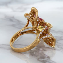 Load image into Gallery viewer, 1.76ct GIA Certified Unheated Oval Padparadscha Sapphire Ring with Padparadscha and Diamond Accents in 18K Rose Gold
