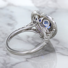 Load image into Gallery viewer, 2.07ct Heart Shape Blue Sapphire Ring with Sapphire and Diamond Halo in 18K White Gold
