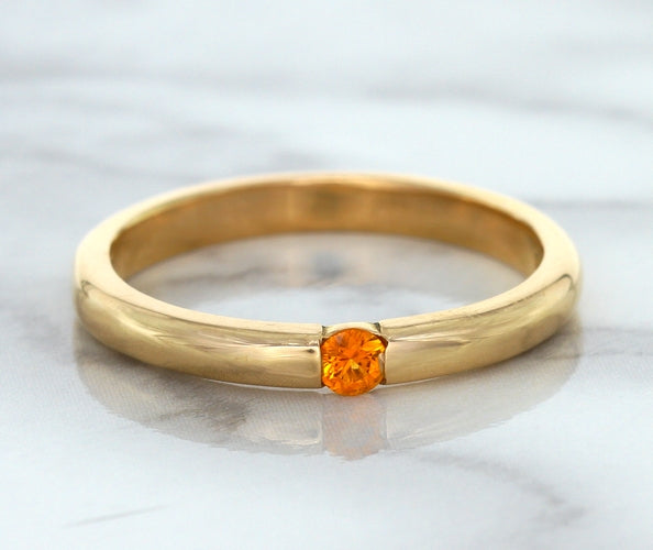 0.10ct Round Orange Sapphire Ring in 14K Rose Gold