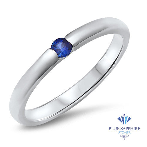 0.10ct Round Blue Sapphire Ring in 18K White Gold