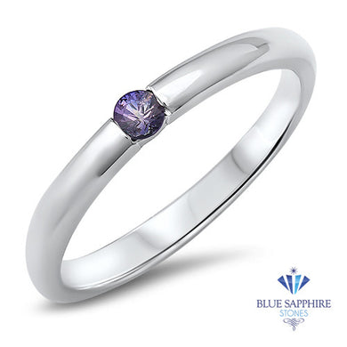 0.10ct Round Purple Sapphire Ring in 18K White Gold