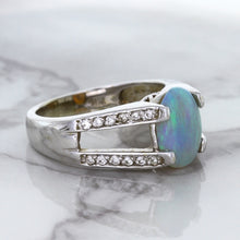 Load image into Gallery viewer, 1.65ct Oval Opal Ring with Diamond Accents in 14K White Gold
