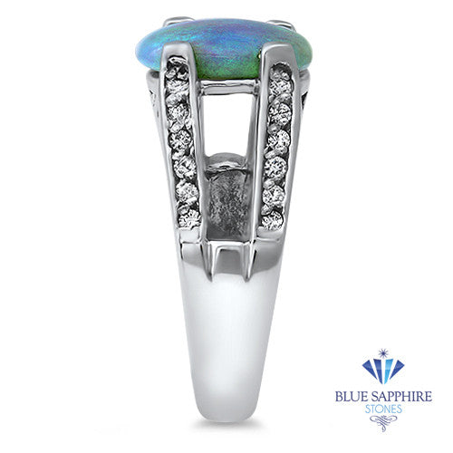1.65ct Oval Opal Ring with Diamond Accents in 14K White Gold