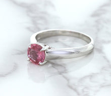 Load image into Gallery viewer, 1.27ct Round Pink Sapphire Ring in 14K White Gold
