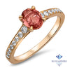 0.80ct Oval Padparadscha Ring with Diamond Accents in 18K Rose Gold