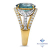 5.29ct Oval Blue Zircon Ring with Diamond Accents in 18K Yellow Gold