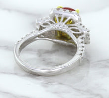 Load image into Gallery viewer, 3.04ct Cushion Ruby Ring with Diamond Halo in 18K White Gold
