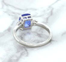 Load image into Gallery viewer, 2.33ct Cushion Blue Sapphire Ring with Diamond Accents in 14K White Gold
