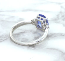 Load image into Gallery viewer, 2.33ct Cushion Blue Sapphire Ring with Diamond Accents in 14K White Gold
