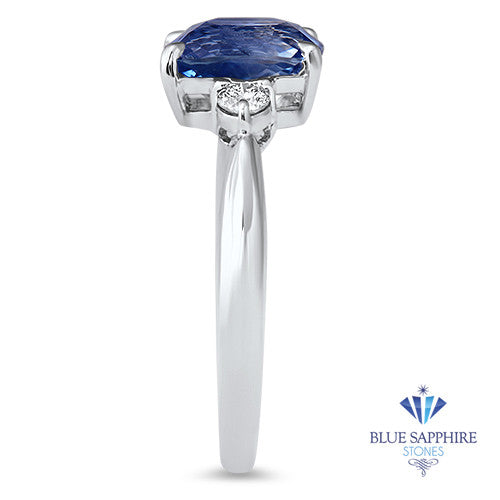2.33ct Cushion Blue Sapphire Ring with Diamond Accents in 14K White Gold