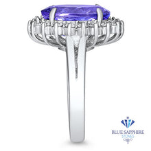 Load image into Gallery viewer, 5.45ct Oval Tanzanite Ring with Diamond Halo in 14K White Gold

